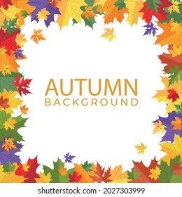 Autumn background with leaves. Colorful design template for posts, banners, sale, flyer, greeting card, business or party. Trendy modern fall background. Flat style Vector illustration