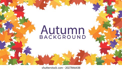Autumn background with leaves. Colorful design template for posts, banners, sale, flyer, greeting card, business or party. Trendy modern fall background. Flat style Vector illustration