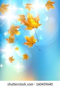 Autumn background with leaves and copy space for your text. EPS10