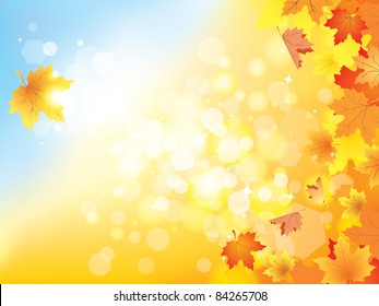 Autumn background with leaves and copy space for your text