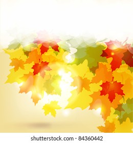 Autumn background with leaves and copy space for your text