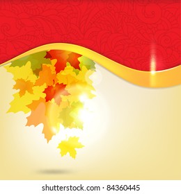 Autumn background with leaves and copy space for your text