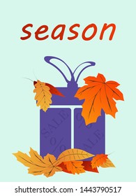 Autumn - background. Autumn leaves, discounts and gifts. EPS10 vector. - Vector graphicsAutumn - background. Autumn leaves, discounts and gifts. EPS10 vector. - Vector graphics