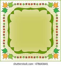 Autumn background with leaves and dots