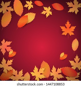 Autumn background with leaves and empty space for your text. Wallpaper, blank, card, flyers, invitation, poster, brochure, banners, discount, shop, special offer. Ad concept. Vector illustration