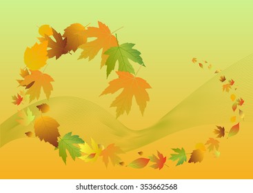 Autumn background with leaves falling