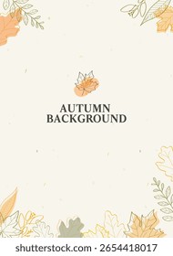 Autumn background with leaves, flat style vector illustration.