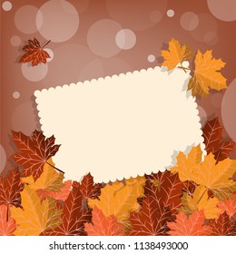 Autumn background with autumn leaves frame.