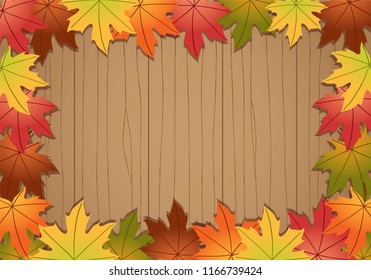 Autumn background with leaves frame.