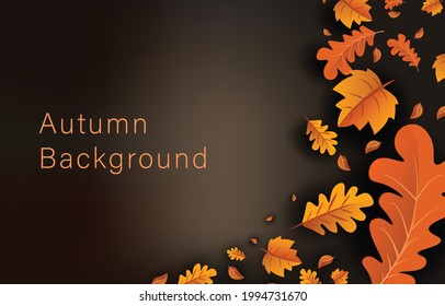 Autumn background with leaves golden yellow. fall concept,For wallpaper, postcards, greeting cards, website pages, banners, online sales. Vector illustration
