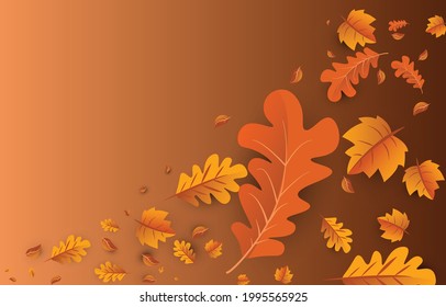 Autumn background with leaves golden yellow. fall concept,For wallpaper, postcards, greeting cards, website pages, banners, online sales. Vector illustration
