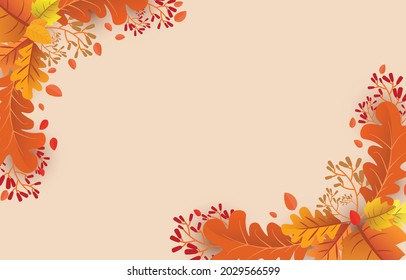 Autumn background with leaves golden yellow. fall concept,For wallpaper, postcards, greeting cards, website pages, banners, online sales. Vector illustration