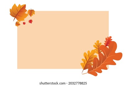 Autumn background with leaves golden yellow with square frames, and free space ,fall concept,For wallpaper, postcards, greeting cards, website pages, banners, online sales. Vector illustration