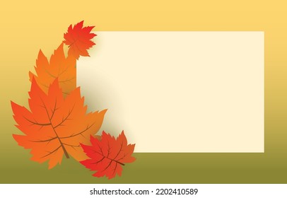 Autumn background with leaves golden yellow with square frames, and free space ,fall concept,For wallpaper, postcards, greeting cards, website pages, banners, online sales. Vector illustration