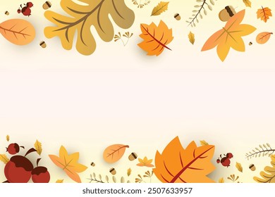 Autumn background with leaves golden yellow. fall concept,For wallpaper, postcards, greeting cards, website pages, banners, online sales. Vector illustration