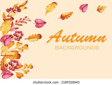 Autumn background with leaves for poster and frame leaflet or web banner.Illustration template.