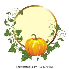 Autumn background with leaves and pumpkin