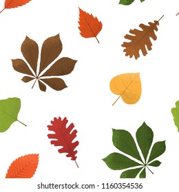 Autumn background with leaves. Seamless pattern, vector illustration