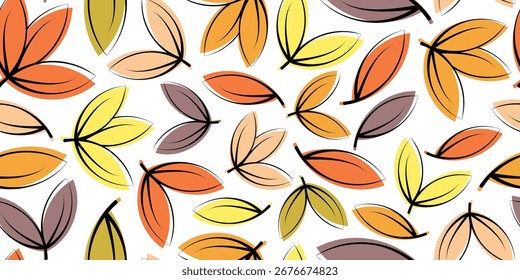 Fundo de outono de folhas, padrão sem emenda, design vetorial