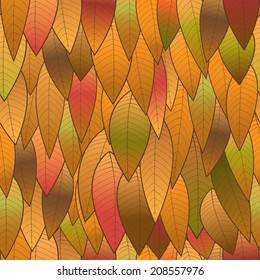 Autumn background from leaves, seamless structure. The vector image for your successful projects