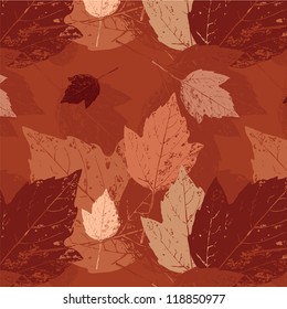 Autumn background with leaves. Seamless texture. Vector illustration./ Floral background