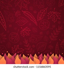 Autumn Background with leaves for shopping sale or promo poster and frame leaflet or web banner. Vector illustration template