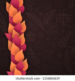 Autumn Background with leaves for shopping sale or promo poster and frame leaflet or web banner. Vector illustration template