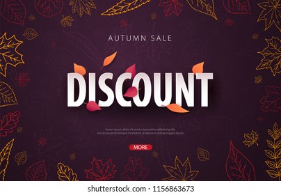 Autumn Background with leaves for shopping sale or promo poster and frame leaflet or web banner. Vector illustration template