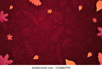 Autumn Background with leaves for shopping sale or promo poster and frame leaflet or web banner. Vector illustration template