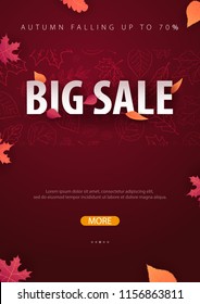 Autumn Background with leaves for shopping sale or promo poster and frame leaflet or web banner. Vector illustration template