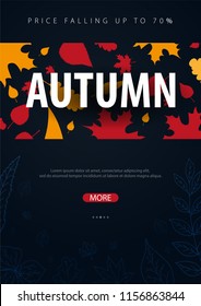 Autumn Background with leaves for shopping sale or promo poster and frame leaflet or web banner. Vector illustration template