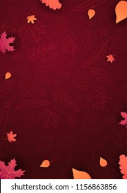 Autumn Background with leaves for shopping sale or promo poster and frame leaflet or web banner. Vector illustration template