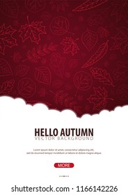 Autumn Background with leaves. For shopping sale, promo poster and frame leaflet, web banner. Vector illustration template