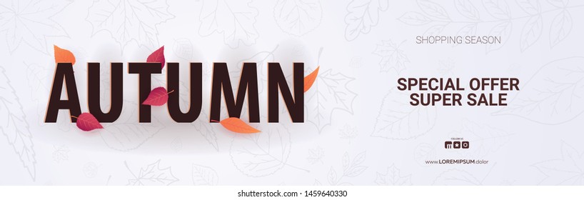 Autumn background with leaves for shopping sale or promo poster and frame leaflet or web banner and social media