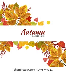 Autumn background with leaves for shopping, sale or promotional poster, frame, flyer, web banner. Template vector illustration.