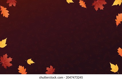 Autumn background with leaves for shopping sale or promo poster and frame leaflet or web banner and social media. Vector illustration.