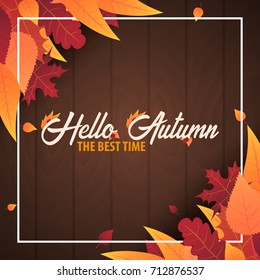 Autumn Background with leaves for shopping sale or promo poster and frame leaflet or web banner. Vector illustration template