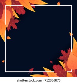Autumn Background with leaves for shopping sale or promo poster and frame leaflet or web banner. Vector illustration template