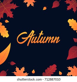 Autumn Background with leaves for shopping sale or promo poster and frame leaflet or web banner. Vector illustration template