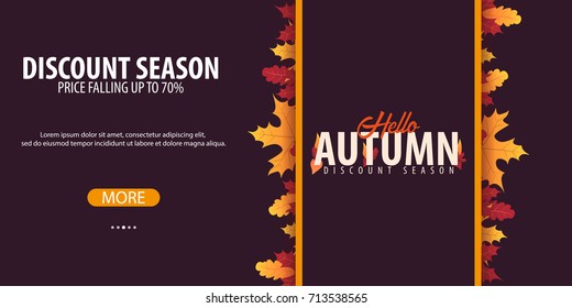 Autumn Background with leaves for shopping sale or promo poster and frame leaflet or web banner. Vector illustration template