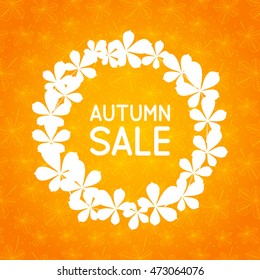Autumn background with leaves silhouettes