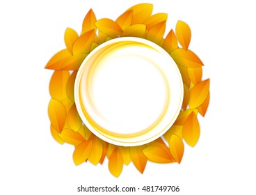 Autumn background with leaves and smooth circle. Vector design