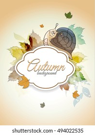 Autumn background with leaves and snail