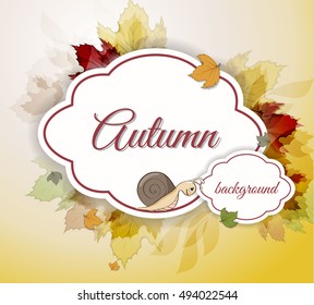 Autumn background with leaves and snail