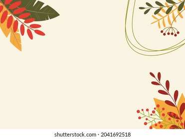 Autumn background with leaves and space for text. Fall season banner with foliage and copyspace. Vector illustration.