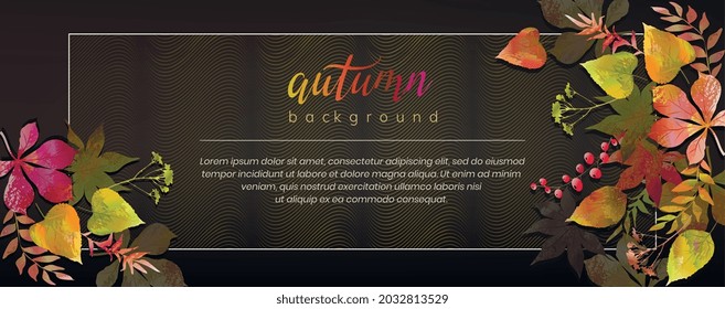 Autumn  background with leaves. Template for poster, banner, invitation, website, flyer or postcard. Vector illustration.