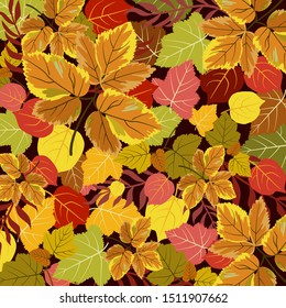 Autumn background with leaves. Template vector illustration.