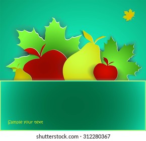 Autumn background with leaves and text