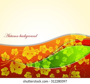Autumn background with leaves and text