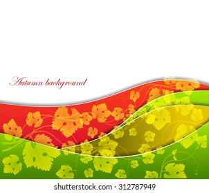 Autumn background with leaves and text
